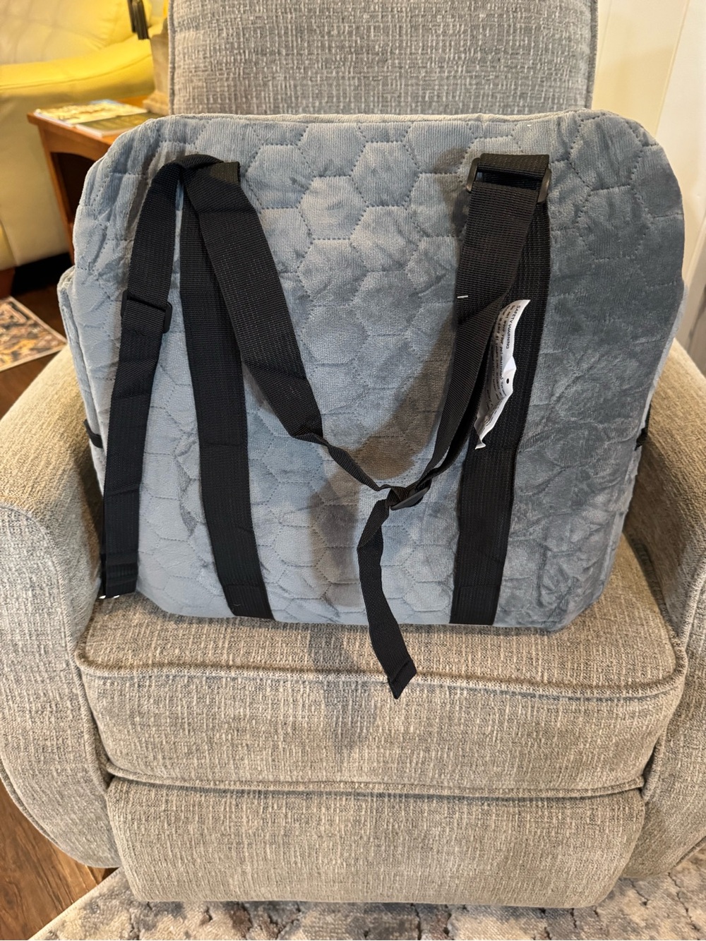 Plush Gray Dog Car Booster Seat - Secure Pet Travel - Picture 5 of 6